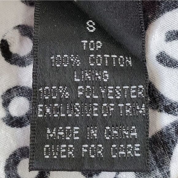 🔺️A. Byer Black & White Mandala Dotted Swiss Sleeveless Top Small - Picture 8 of 9